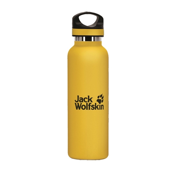 aerial view a yellow 20 oz basecamp tundra bottle with screw top lid, image 2 of 9