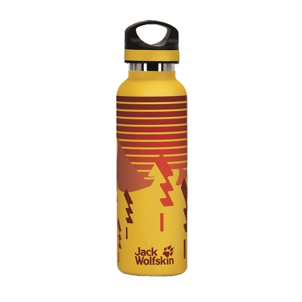 aerial view a yellow 20 oz basecamp tundra bottle with screw top lid, image 4 of 9