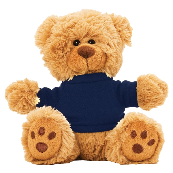 aerial view a navy blue 6 plush teddy bear with t - shirt, image 2 of 3
