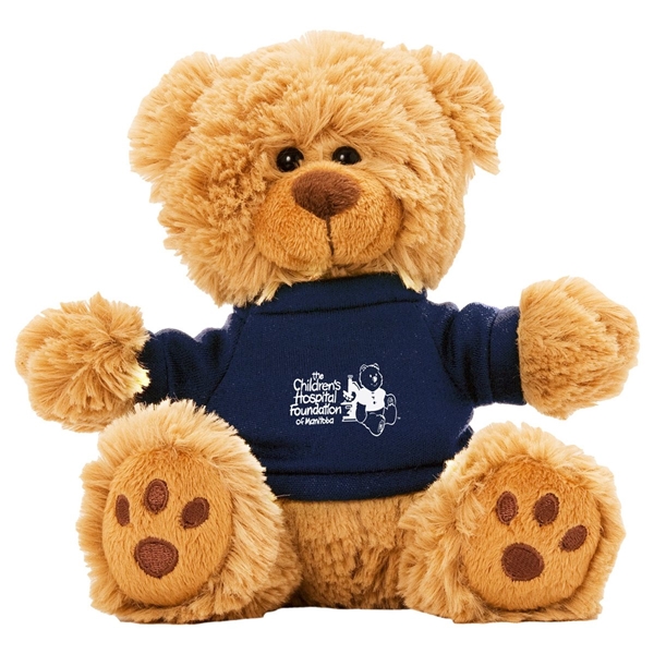 aerial view a navy blue 6 plush teddy bear with t - shirt, image 3 of 3