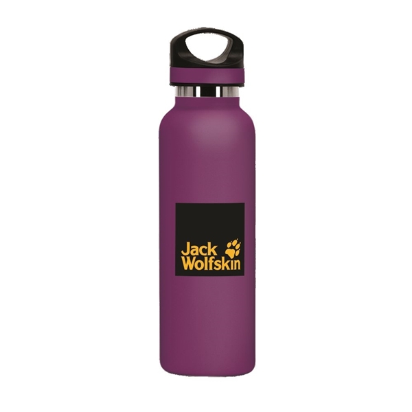 aerial view a eggplant 20 oz basecamp tundra bottle with screw top lid, image 5 of 8