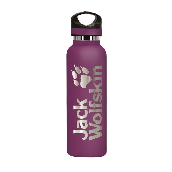 aerial view a eggplant 20 oz basecamp tundra bottle with screw top lid, image 6 of 8