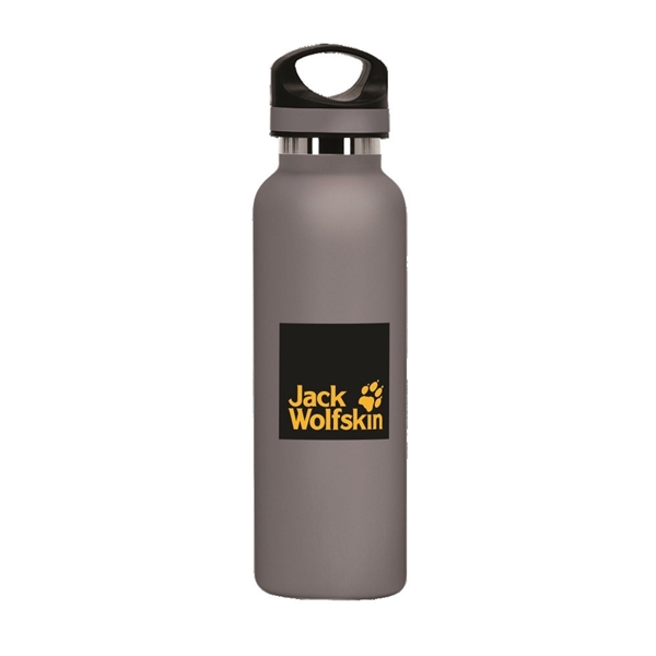 aerial view a graphite 20 oz basecamp tundra bottle with screw top lid, image 4 of 8