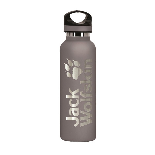 aerial view a graphite 20 oz basecamp tundra bottle with screw top lid, image 6 of 8