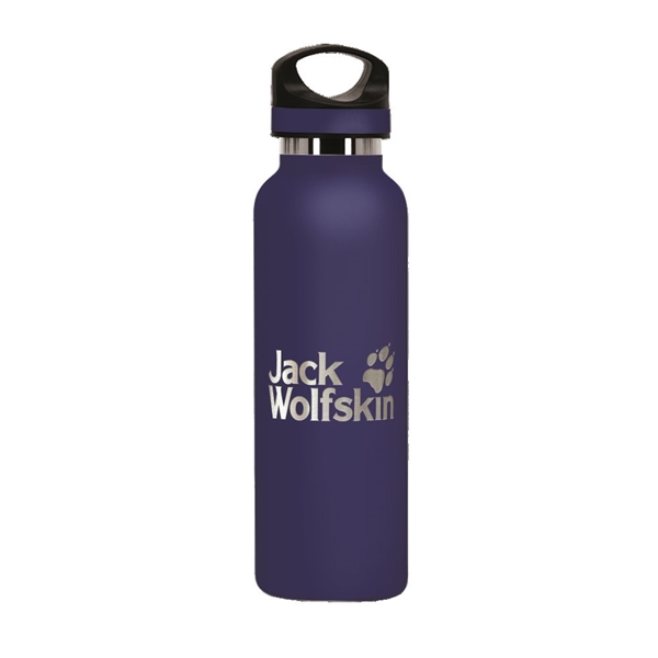 aerial view a navy blue 20 oz basecamp tundra bottle with screw top lid, image 3 of 8