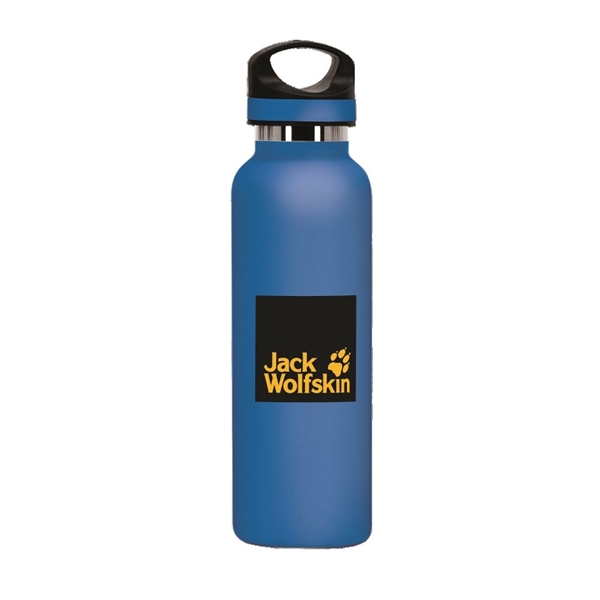 aerial view a pacific blue 20 oz basecamp tundra bottle with screw top lid, image 5 of 9
