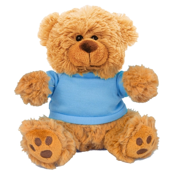 aerial view a baby blue 6 plush teddy bear with t - shirt, image 2 of 5