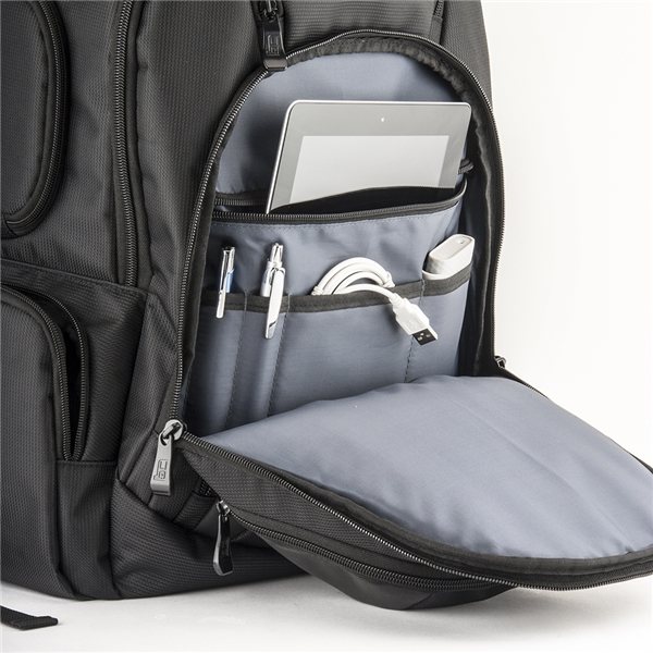 aerial view a black basecamp concourse laptop backpack, image 13 of 13