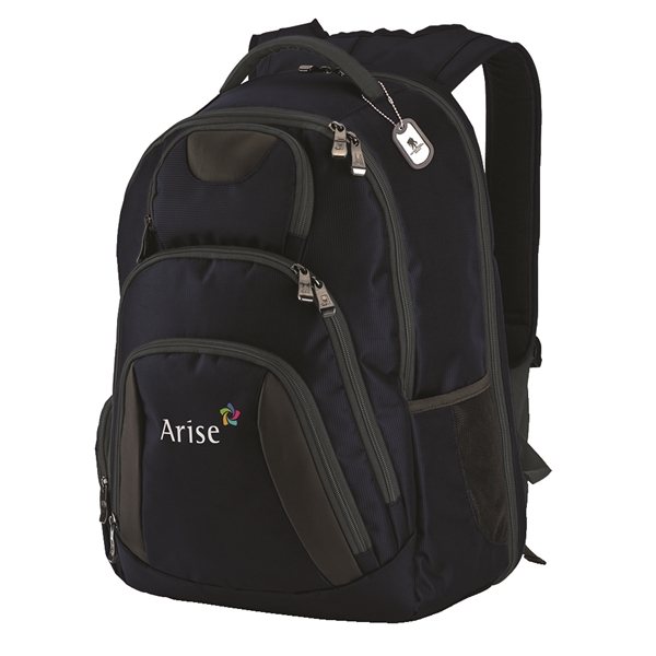 aerial view a navy basecamp concourse laptop backpack, image 3 of 7