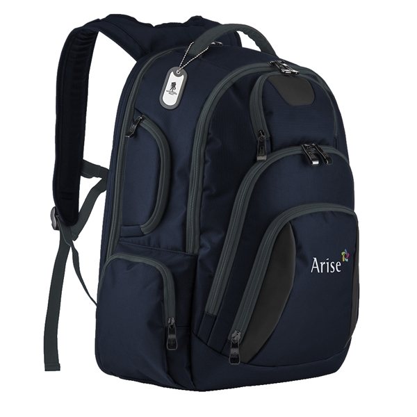 aerial view a navy basecamp concourse laptop backpack, image 5 of 7