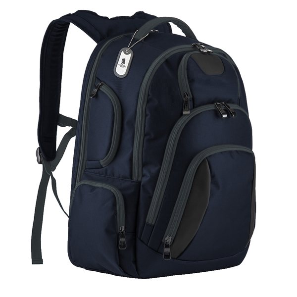 aerial view a navy basecamp concourse laptop backpack, image 6 of 7
