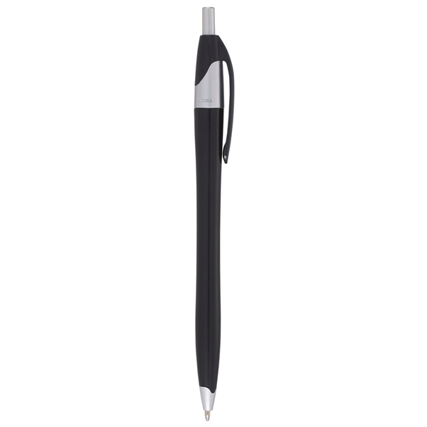 aerial view a black with silver trim cougar multi color click ballpoint pen, custom pens, image 3 of 4