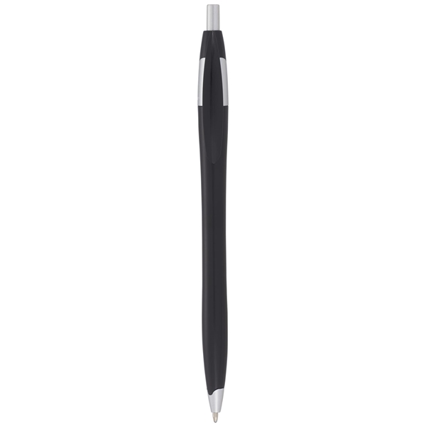 aerial view a black with silver trim cougar multi color click ballpoint pen, custom pens, image 4 of 4