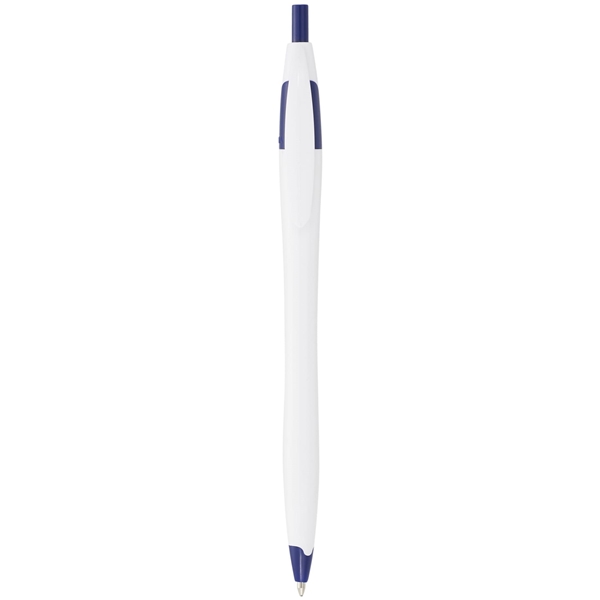 aerial view a white with blue trim cougar multi color click ballpoint pen, custom pens, image 4 of 4