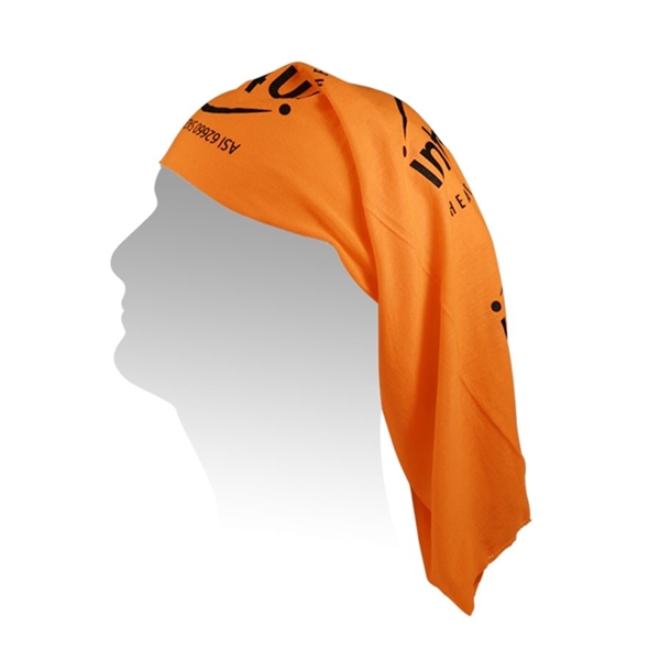aerial view a orange the fandana(tm) protective face covering - multi - functional head and neck wear - domestic production, image 4 of 4