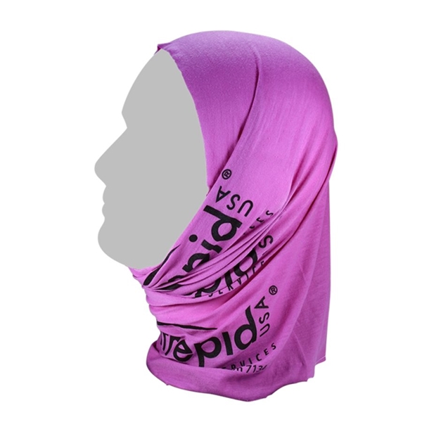 aerial view a purple the fandana(tm) protective face covering - multi - functional head and neck wear - domestic production, image 3 of 3