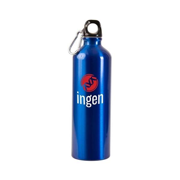 aerial view a blue 25 oz aluminum alpine sports bottle, image 2 of 2