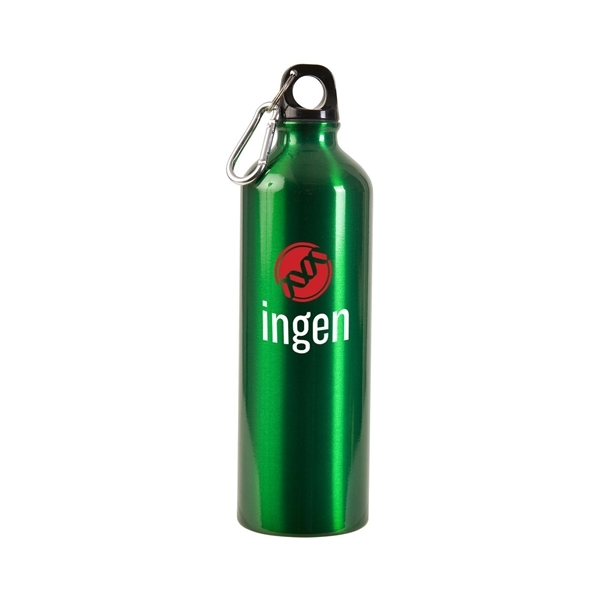 aerial view a green 25 oz aluminum alpine sports bottle, image 2 of 2