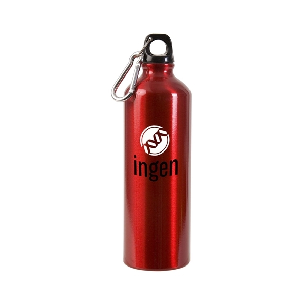 aerial view a red 25 oz aluminum alpine sports bottle, image 2 of 2