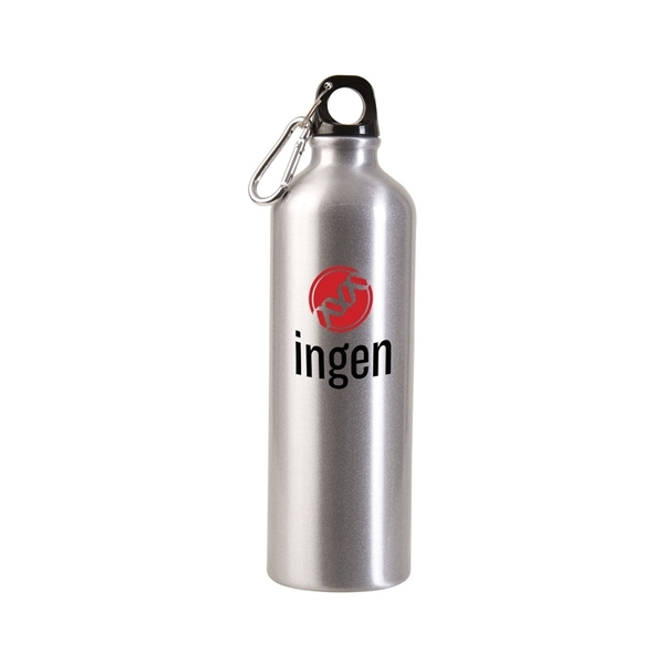 aerial view a silver 25 oz aluminum alpine sports bottle, image 2 of 2
