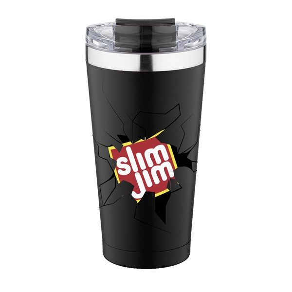 aerial view a black 20 oz basecamp mckinley tumbler, image 5 of 6
