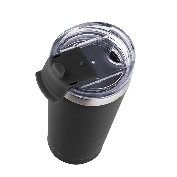 aerial view a black 20 oz basecamp mckinley tumbler, image 6 of 6