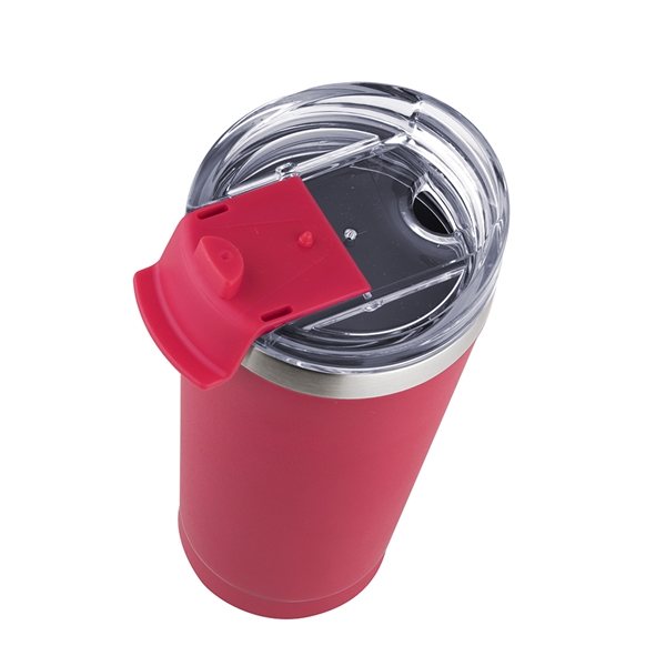 aerial view a red 20 oz basecamp mckinley tumbler, image 7 of 7