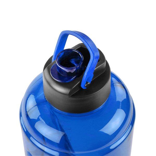 aerial view a blue big bubbas half gallon water jug, image 9 of 9