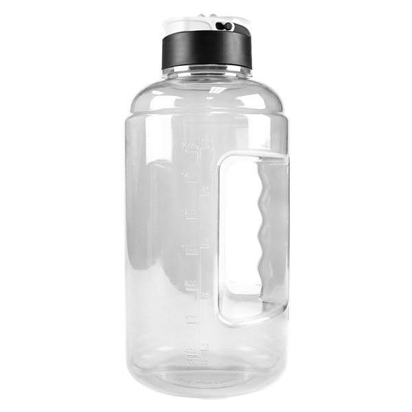 aerial view a clear big bubbas half gallon water jug, image 6 of 10