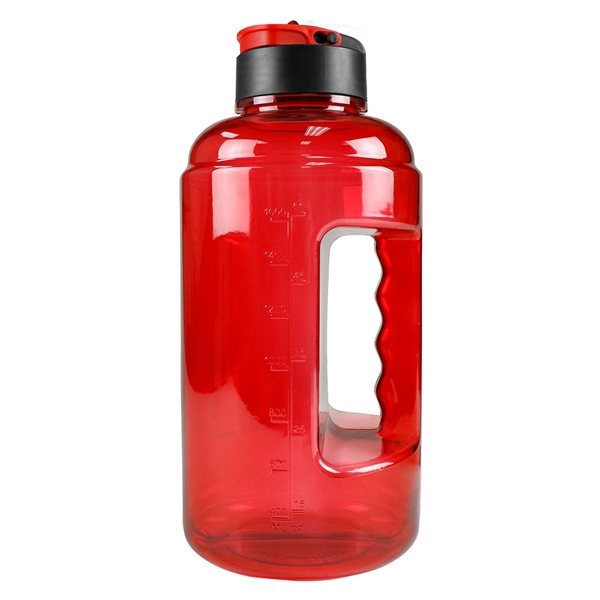 aerial view a red big bubbas half gallon water jug, image 6 of 10