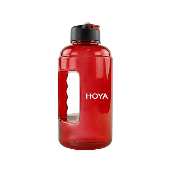 aerial view a red big bubbas half gallon water jug, image 8 of 10