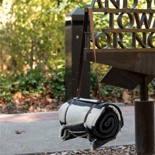 aerial view a black origaudio wool / acrylic elliston blanket(tm), image 2 of 3