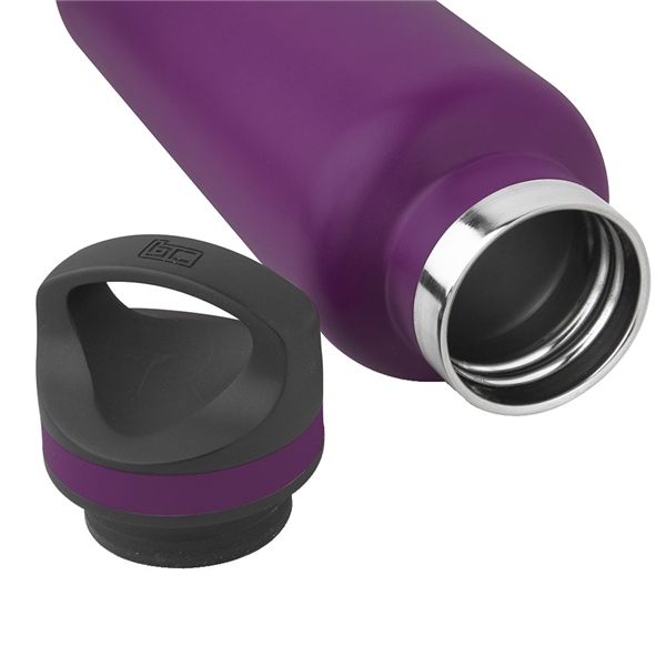 aerial view a eggplant 20 oz basecamp tundra bottle with screw top lid, image 8 of 8