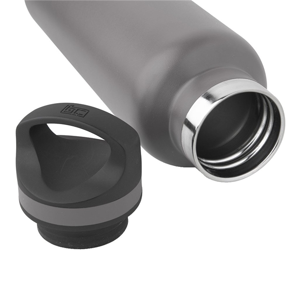 aerial view a graphite 20 oz basecamp tundra bottle with screw top lid, image 8 of 8