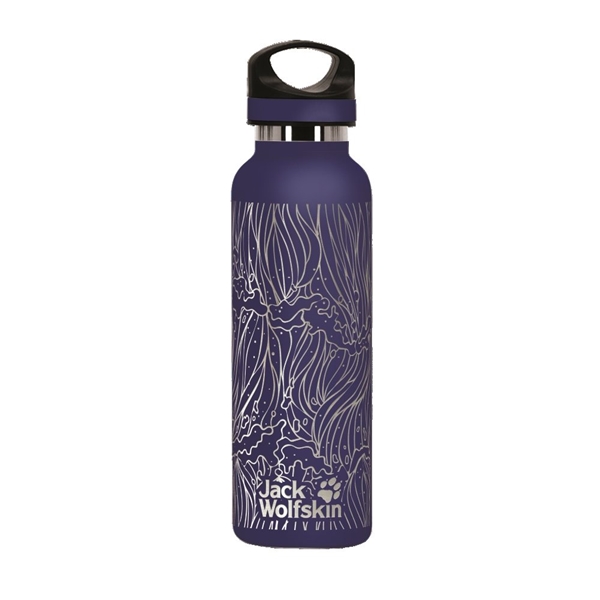 aerial view a navy blue 20 oz basecamp tundra bottle with screw top lid, image 8 of 8