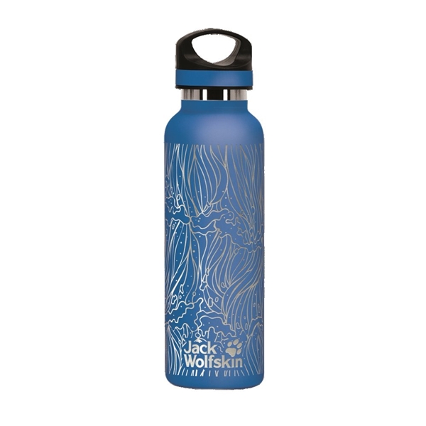 aerial view a pacific blue 20 oz basecamp tundra bottle with screw top lid, image 8 of 9