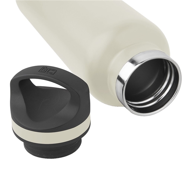 aerial view a sand 20 oz basecamp tundra bottle with screw top lid, image 8 of 8