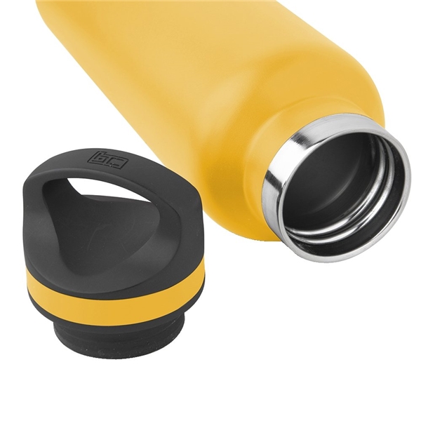 aerial view a yellow 20 oz basecamp tundra bottle with screw top lid, image 9 of 9