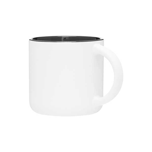 aerial view a matte white/black 14 oz minolo mug - matte white - black, image 4 of 5