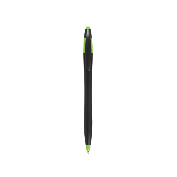 aerial view a black with lime green / black ink dart click ballpoint pen, image 3 of 3