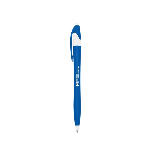 aerial view a blue with white trim / black ink dart click ballpoint pen, image 2 of 3