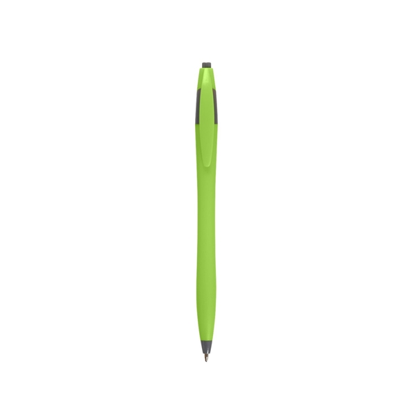 aerial view a lime green with gray trim / black ink dart click ballpoint pen, image 3 of 3