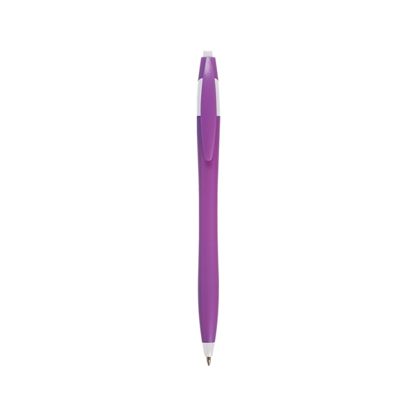 aerial view a purple with white trim / black ink dart click ballpoint pen, image 3 of 3