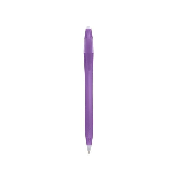 aerial view a translucent purple with clear frosted trim / black ink dart click ballpoint pen, image 3 of 3
