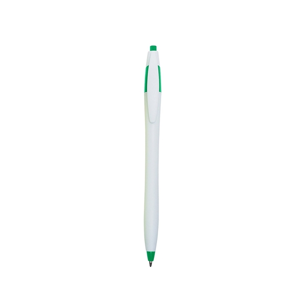 aerial view a white with green / black ink dart click ballpoint pen, image 3 of 3