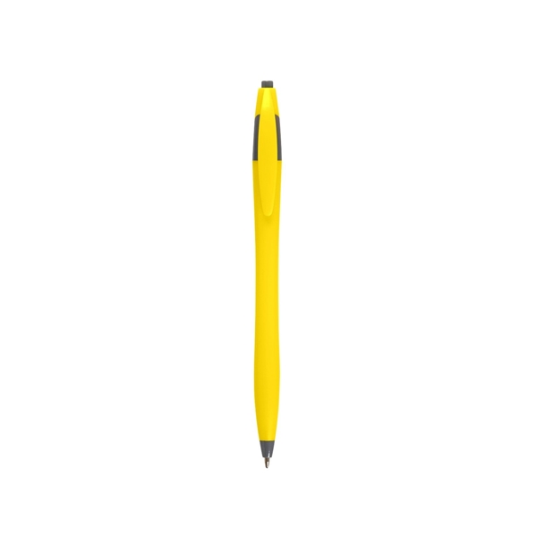 aerial view a yellow with gray trim / black ink dart click ballpoint pen, image 3 of 3