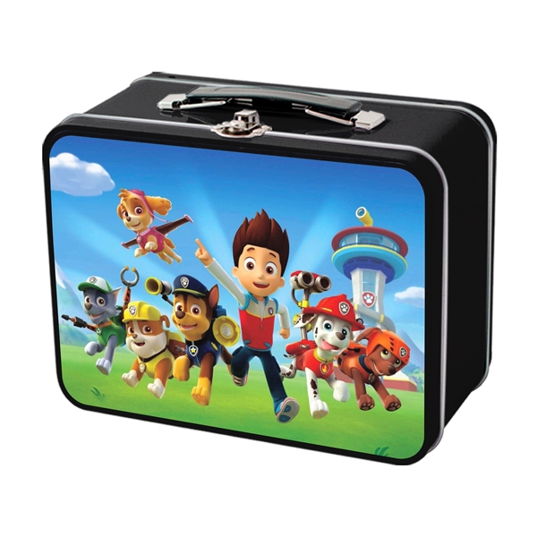 aerial view a black retro metal lunch box, image 3 of 4
