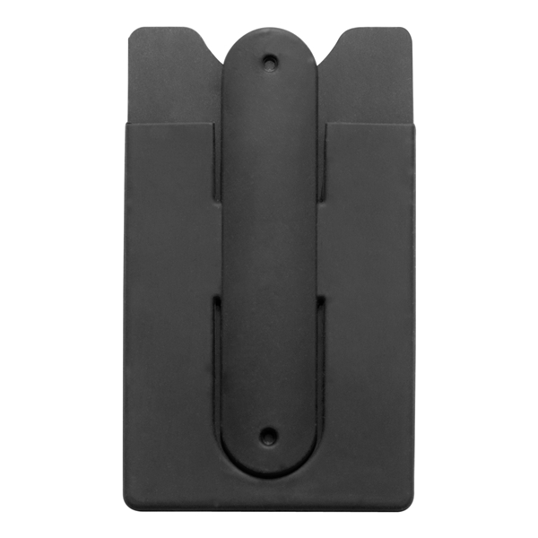 aerial view a black silicone stand smart wallet phone stand, image 2 of 2