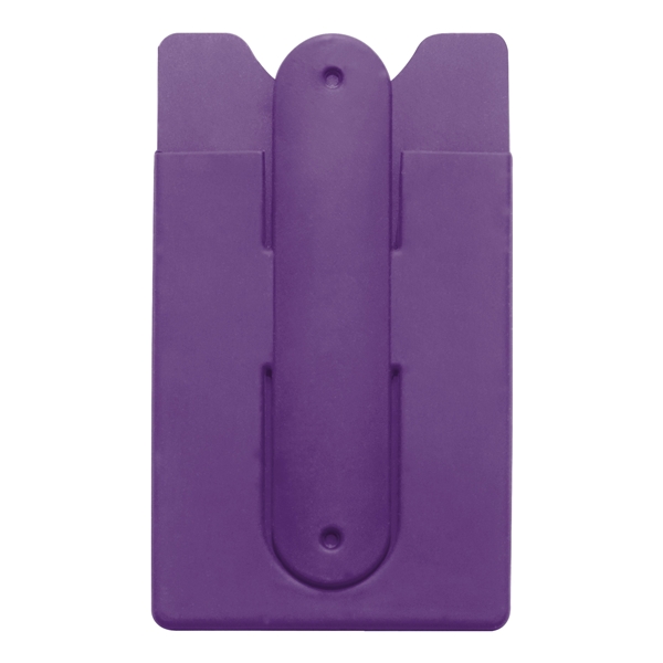 aerial view a purple silicone stand smart wallet phone stand, image 2 of 2