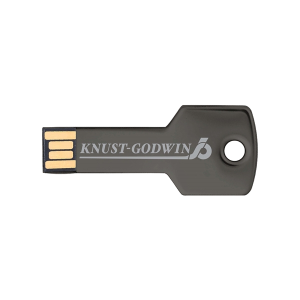 aerial view a black c berwyn key shape usb flash drive, image 3 of 4